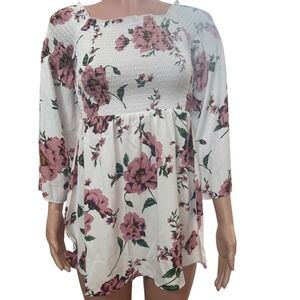 NWT Berrylush S babydoll floral mini, smocked, coquette,‎ floral, pink white